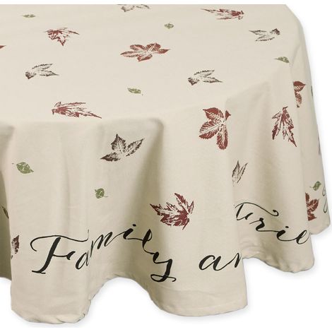 Nappe de Table Ronde avec Feuilles d'automne rustiques pour décoration de Table de Thanksgiving et d'automne 177,8 cm (1/5)