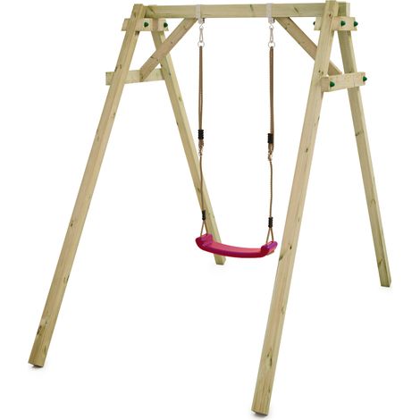 Wickey portique de balançoire pour enfants Smart One avec sièges de balançoire, structure simple en bois – rose (1/5)