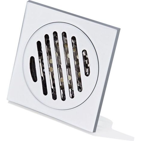 Grille Douche Anti Cheveux Siphon De Sol en Acier Inoxydable Épais Drain De Carré 100 100mm (1/4)
