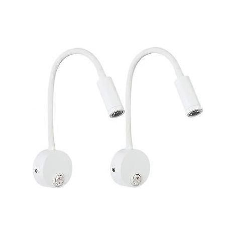 Lot de 2 lampes de lecture LED murales en aluminium argenté, lampe de bureau à lumière blanche chaude avec protection des yeux, lampe de chevet avec interrupteur. (1/5)