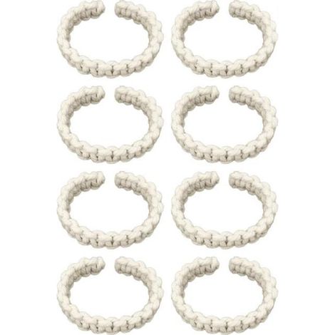 Embrasses de rideaux - Lot de 8 - Cordon - Ligne de rideau - Coton - Attaches - Supports - Accessoires - Longueur : 25 cm - Blanc (1/5)