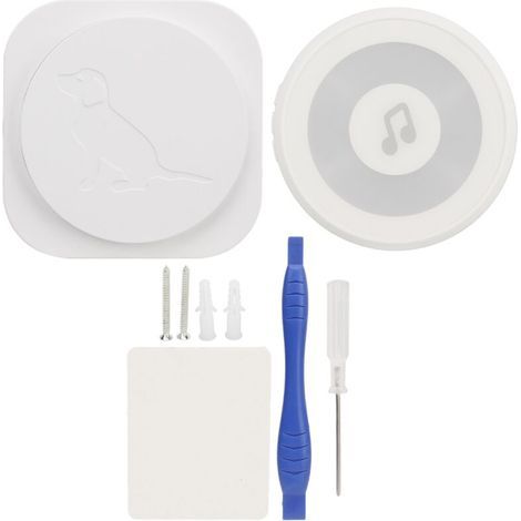 Sonnette pour Chien sans Fil avec Émetteur Récepteur, 4 Modes Clignotants, Contrôle Tactile, Alimentation 110‑220V, Blanc