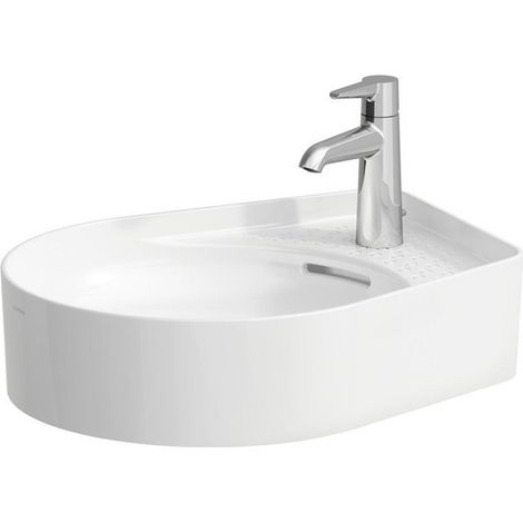 Lavabo vasque VAL 500 x 400 mm avec trop-plein, sans trou pour robinet blanc LAUFEN