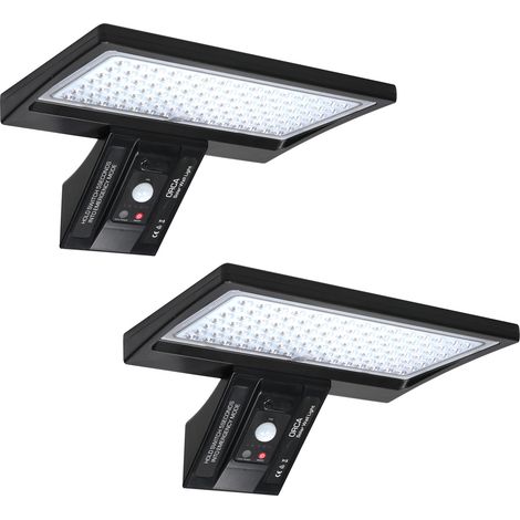 Applique murale solaire 104 LED extérieure étanche détecteur mouvement PIR avec télécommande 3 températures couleur 4 modes éclairage pour terrasse cour jardin allée porche rue (1/3)