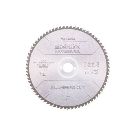 Metabo ALUMINIUM CUT PROFESSIONAL 628447000 Lama circolare 254 x 30 x 2 mm Numero di denti: 72 1 pz. (1/2)
