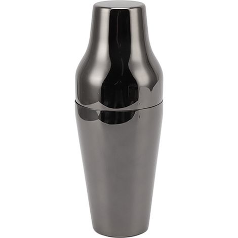 Cocktailshaker aus glänzend schwarzem Edelstahl, 2-teilig, Martini-Stil, für Bar, Zuhause, Camping oder Picknick