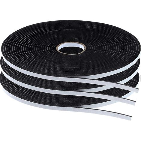 Ruban adhésif double face en mousse pour montage et étanchéité. Bande d'étanchéité en mousse de 3 mm d'épaisseur. 3 rouleaux (6 mm de large x 10 m de long chacun). (1/5)