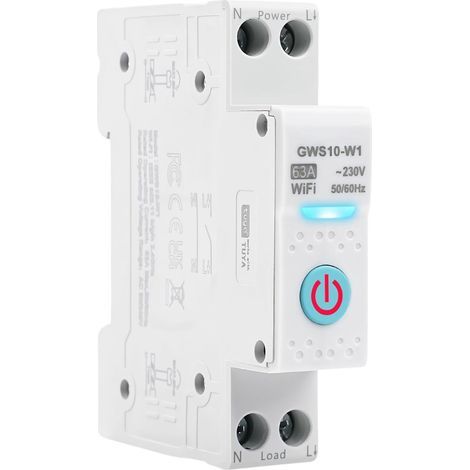 Interrupteur connecté wifi 63A Tuya Disjoncteur connecté wifi Commande vocale Minuterie interrupteur AC230V disjoncteur intelligent Compatible avec Alexa Google Home GWS10-W1 (1/5)