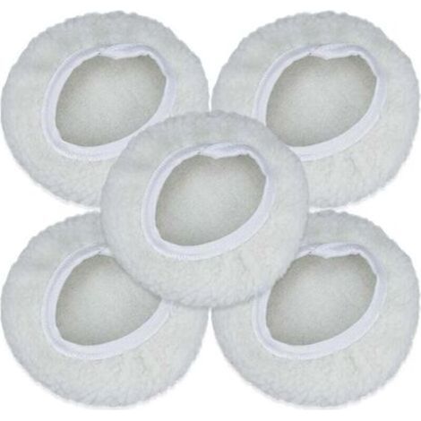 Lot de 5 Bonnet de Polissage, 125-150mm Kit Auto Disque Polissage Bonnet en Laine Tampons de Cirage pour la Plupart des Polisseurs de Voiture (1/5)
