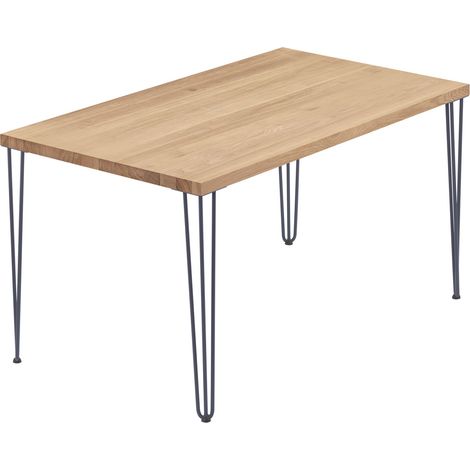 LAMO Manufaktur Esstisch Küchentisch Schreibtisch Couchtisch aus Massivholz, 100x60x76 cm (AxBxH), Creative, Natur / Anthrazit, LOG-01-A-002-7016Cr