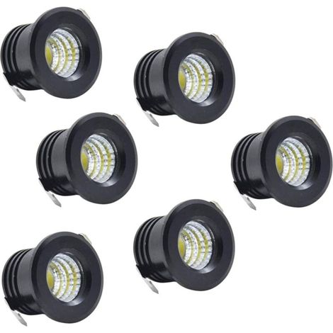 Set di 6 mini faretti LED da incasso a soffitto, neri, mini faretti LED per luci da soffitto per mobili, 3W, bianco caldo