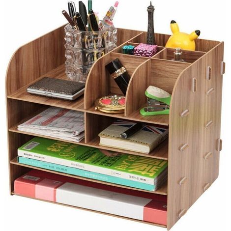 Organiseur Bureau Bois,Set De Rangement Bureau Design,Organisateur De Bureau Multifonction Pour Stylo Crayon A4 Papier Accessoire-RAPANDA