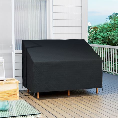 Housse de canapé exterieur étanche, housse de banc de jardin 600D tissu oxford, 140 x 84 x 56/94 cm, noir (1/5)