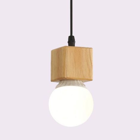 Lámpara de techo con diseño geométrico de madera, luz E27, adecuada para restaurantes, salas de estar, oficinas y cafeterías.