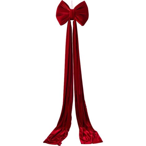 Nœud géant en velours pour sapin de Noël, 200 x 40 cm, grand nœud rouge avec longs rubans, idéal pour emballer les cadeaux pendant les fêtes. (1/5)