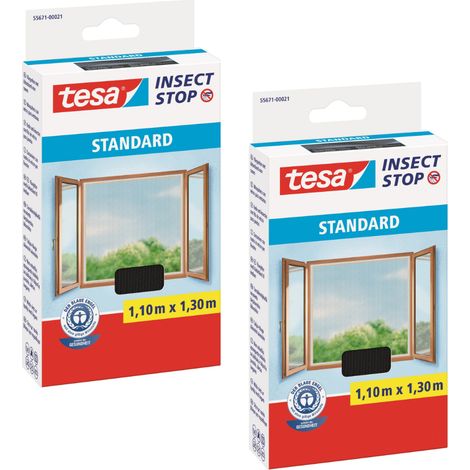 Mosquitera TESA para ventanas con cierre de velcro, color negro, 1,1 x 1,3 m (x2) (1/4)