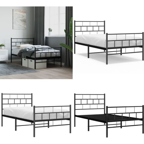Bettgestell mit Kopf- und Fußteil Metall Schwarz 90x200 cm - Bettgestell - Metallbett - Doppelbett - Boxspringbetten - Schlafraum - Home & Living