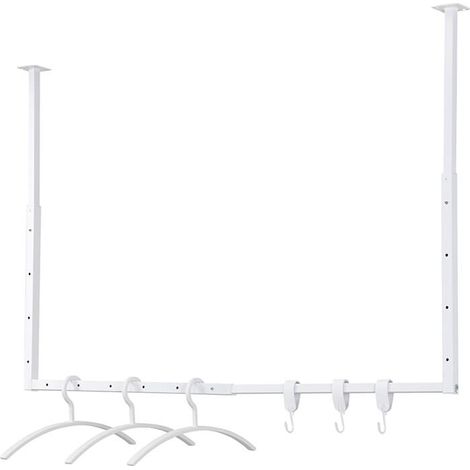 HOME DELUXE - Garderobenleiste SWAY - inkl. Kleiderbügel und Haken - Farbe: Weiß, bis zu 30 x 60 cm - verstellbar I Wandgarderobe Garderobenpaneel Kleiderhaken