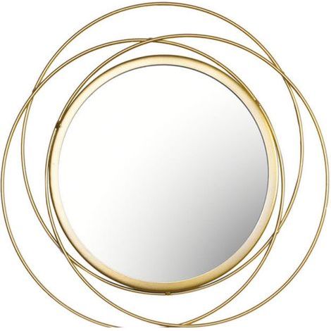 Runder, goldener Wandspiegel – Metallrahmen in Antikgold-Optik – Kristallklares Spiegelglas – Einfache Montage (1/5)