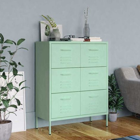 vidaXL Cassettiera Menta 80x35x101,5 cm in Acciaio