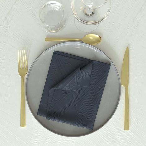 Lot de 3 serviettes 45x45 cm LUXURY bleu nuit, par Soleil d'Ocre