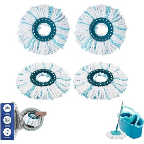 4 pièces - Tête de balai - Tête de balai de rechange en microfibre - Tampons de rechange pour balai essoreur - Accessoire pour balai microfibre humide et sec - Tête de rechange pour le kit de balai mi (1/5)