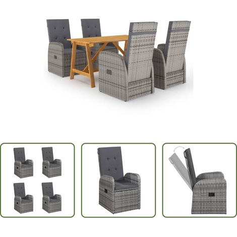 vidaXL Salle à manger extérieure - Ensemble à manger de jardin 5 pcs Gris (1/5)