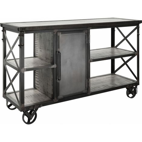 credenza in legno di Mango 137x46x82 grigio scuro laccato HEAVY INDUSTRY 124