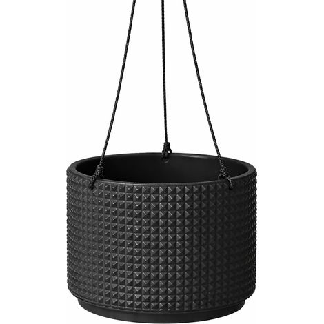 Pot de fleurs suspendu noir pour l'intérieur et les balcons (1/3)