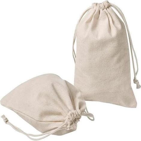 Lot de 5 sacs en tissu en coton avec cordon de serrage - 15 x 20 cm (1/5)