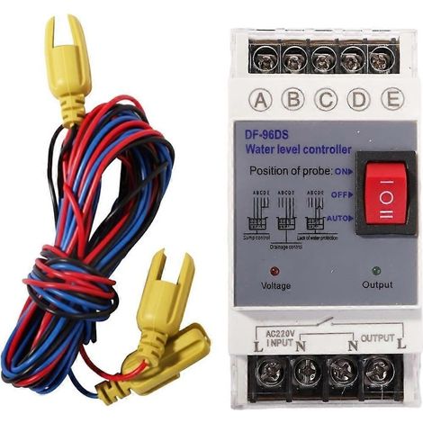 Capteur de niveau d'eau automatique, régulateur de niveau d'eau, contrôleur de niveau, capteur de niveau AC220V, montage sur rail DIN (DF-96DS) (1/5)