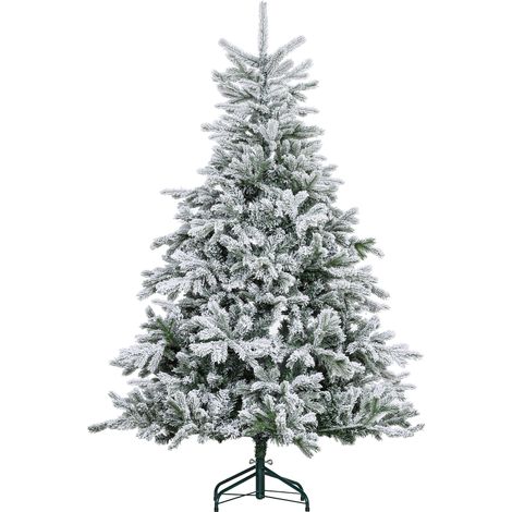 HOMCOM Albero di Natale Innevato da 180 cm con 1321 Rami Ignifughi Verde (1/5)