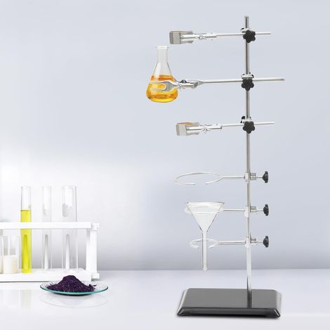 Support de laboratoire en métal - Support de laboratoire - 60 cm - Accessoires de laboratoire avec pinces, manchons, colliers de serrage en croix - Support en métal pour laboratoires, écoles (1/5)