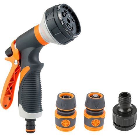 Kit de pulverizador y conectores de manguera, ideal para regar fácilmente céspedes, jardines y lavar coches. Agarre cómodo.