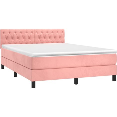 vidaXL Giroletto a Molle con Materasso Rosa 140x200 cm in Velluto