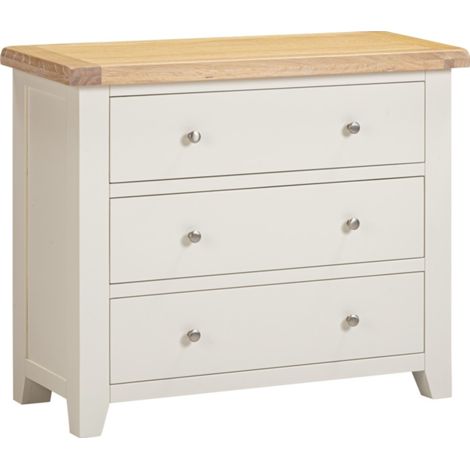 Windsor 3 Drawer Chest - L40 x W97 x H81 cm - Ivory/Oak
