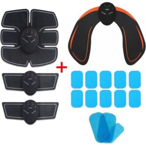 Stimulateur musculaire Smart EMS, kit 3 pièces avec gel et patch fessier (version à piles)-AquaForge