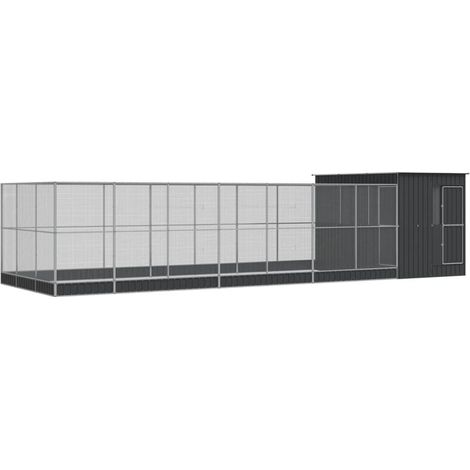 Gabbia per uccelli voliera con estensione argento 911 x 303 x 216 cm acciaio Argento 020045667