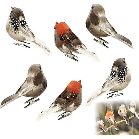 Oiseaux Artificiels, Oiseaux Artificiels, Oiseau Artificielle Plumes Figurine avec Clip pour Paysage Ornement Jardin Forêt Décoration (1/5)