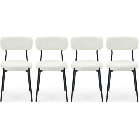 Grayson Boucle Dining Chairs Set of 4 Stackable Accent Chairs with Cushioned Seat and Black Legs (1/5)