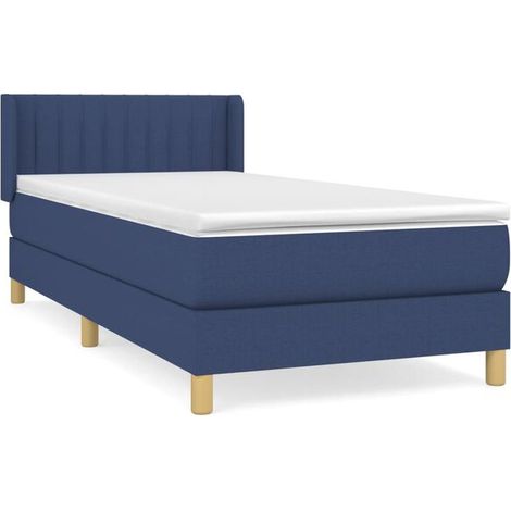 Cadre de lit en tissu, matelas inclus, bleu, 80 x 200 cm (1/5)