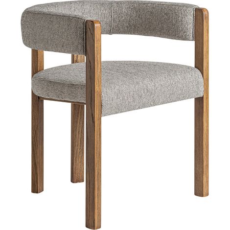Chaise en bois de frêne style colonial marron assise tissu doux - Marron bois de frêne naturel (1/5)