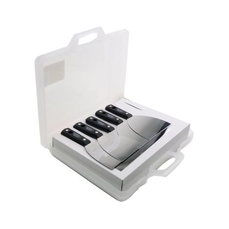 L'Outil Parfait – Kit de 5 couteaux à enduire 8-25 cm – Lame en acier inoxydable trempé – Pour travaux de plaquiste – Mallette de rangement incluse