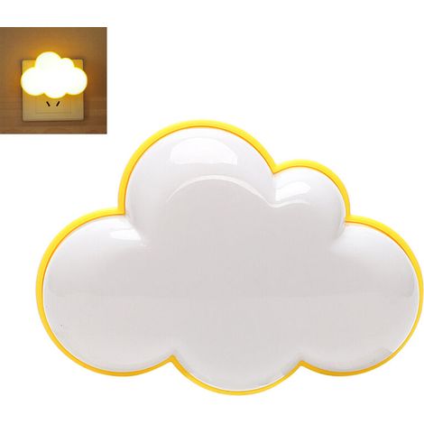 Veilleuse Nuage Prise Électrique Lampe Nomade Enfant de Nuit avec Capteur Crépusculaire, Petite LED Applique pour Chambre de Bébé, Lampe Mural Couloir, Escalier Éclairage