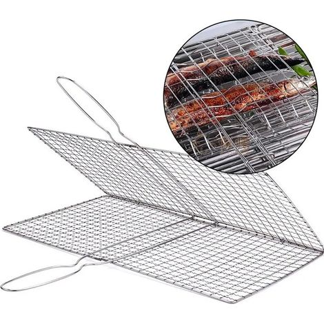 Grille de barbecue en acier inoxydable pour poisson 22x40cm L (1/5)