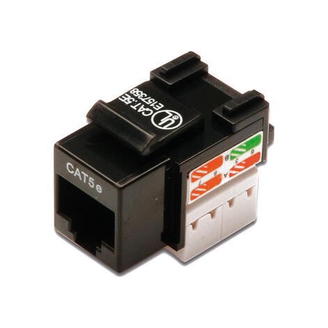 Digitus  Conector Keystone CAT 5e Clase D  DN-93501  RJ45 sin blindaje a LSA  Negro  Instalación del cable mediante tiras LSA, codificadas por colores según EIA/TIA 568 A y B El módulo Keystone Cat 5e (1/2)