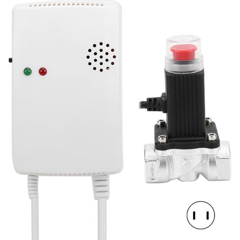 Avertisseur indépendant mural pour gaz naturel, charbon ou fuel, avec électrovanne AC110-220V (prise américaine). (1/5)