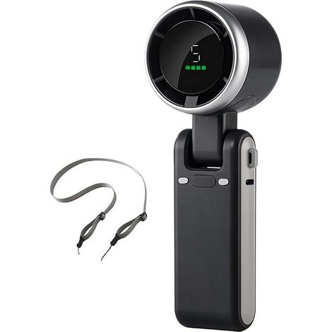 Ventilateur portable pliable, noir, avec charge rapide TYPE-C, 5 vitesses, cordon inclus, profitez d'un refroidissement optimal (1/5)
