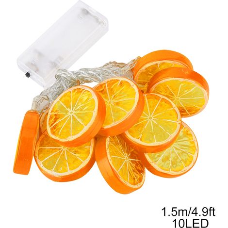 Dekorative LED-Lichterkette [Gartenparty] [1,5 m, 10 LEDs] Orangefarbene Lichterkette, batteriebetrieben (AA-Batterien) (1/5)