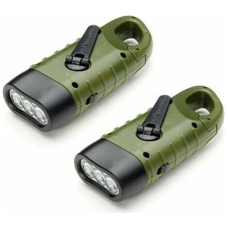 Flashlight Solaire Rechargeable - Lampe Durgence LED 8 Lumen - Crank Dynamo Intégré - Pour Randonnée Camping Escalade - Lot De 2 (1/4)